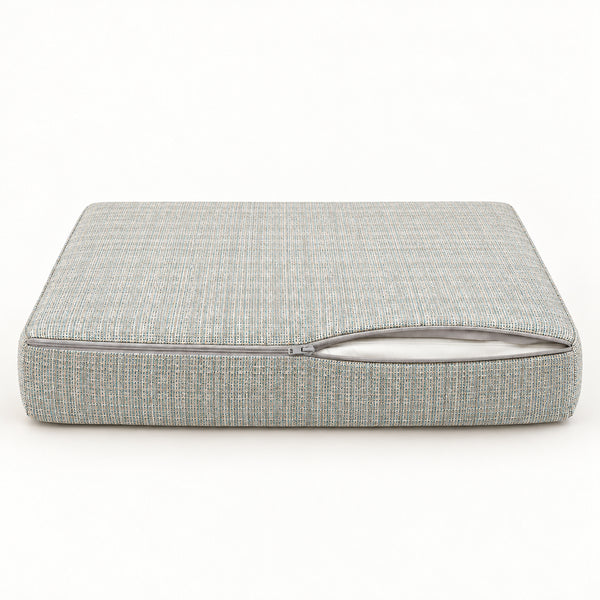 Ensemble Coussins Salon Jardin 50x50 Beige Chiné Turquoise - Assise + Dossier (Premium 270g)