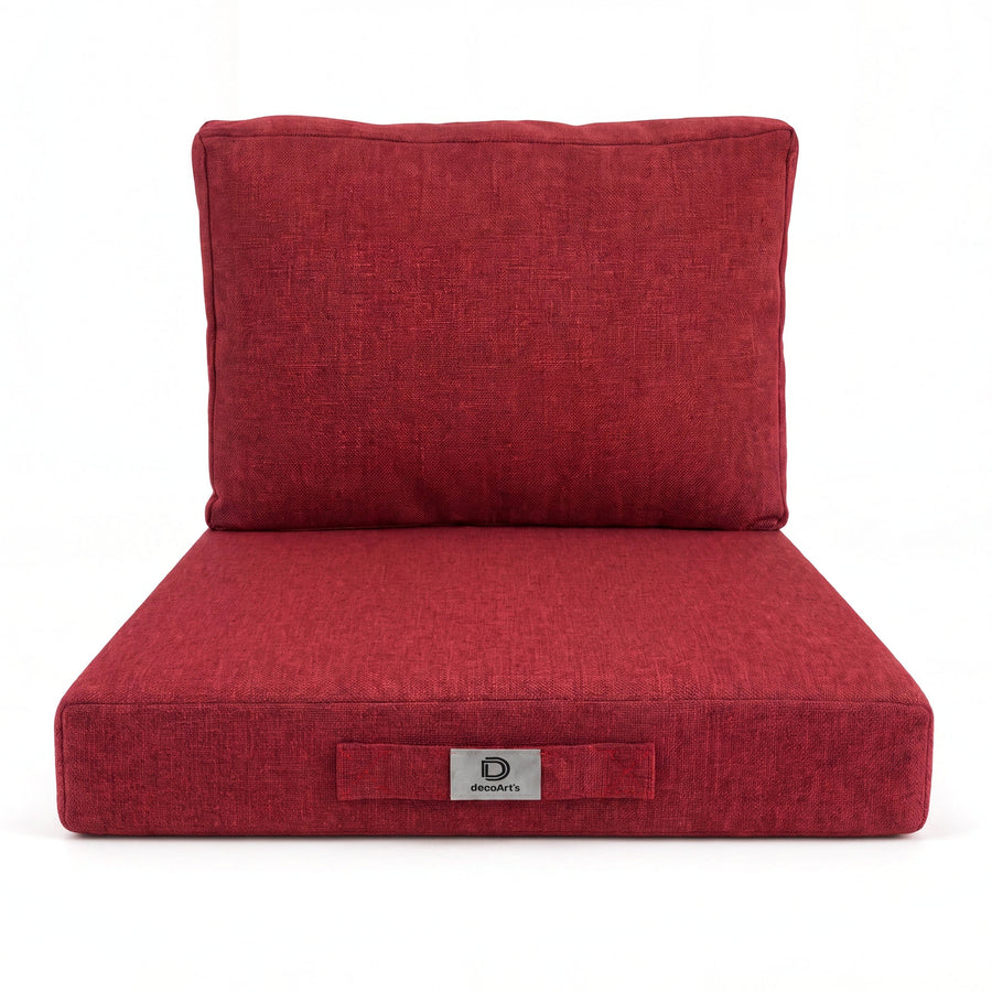 Conjunto de Cojines para Salón de Jardín 60x60 Rojo Burdeos - Asiento + Respaldo (Premium 270g)