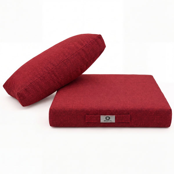 Conjunto de Cojines para Salón de Jardín 50x50 Rojo Burdeos - Asiento + Respaldo (Premium 270g)