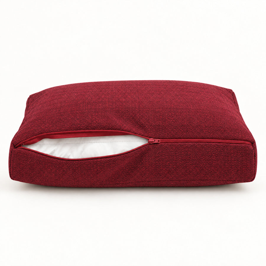 Conjunto de Cojines para Salón de Jardín 50x50 Rojo Burdeos - Asiento + Respaldo (Premium 270g)