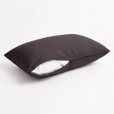 Lote de 2 Cojines Auxiliares 60x35 Gris Carbón - Decoración de Jardín & Con Funda Extraíble