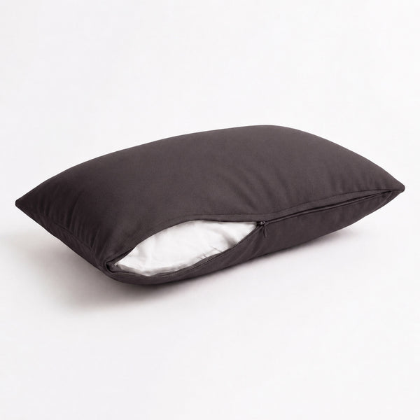 Lot de 2 Coussins d'Appoint 60x35 Gris Carbone - Déco Jardin & Déhoussable