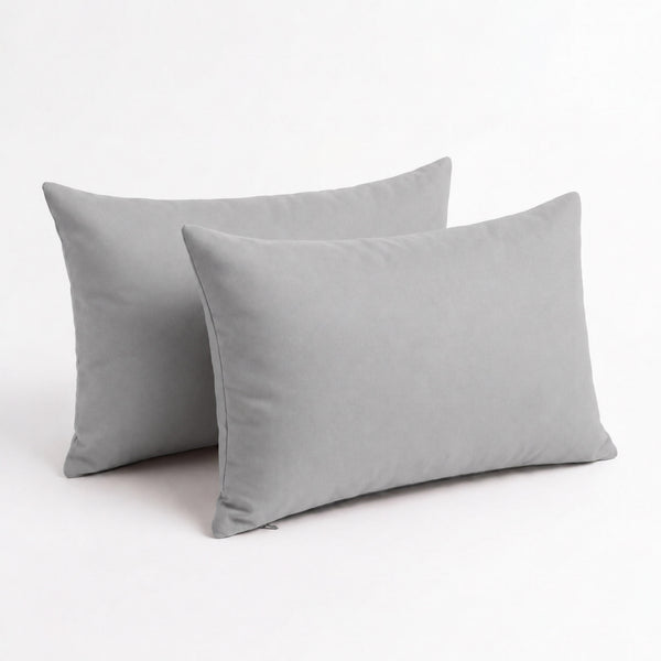 Lot de 2 Coussins d'Appoint 60x35 Gris Galet - Déco Jardin & Déhoussable