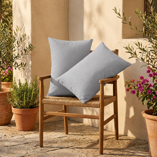 Lote de 2 Cojines Auxiliares 60x35 Gris Guijarro - Decoración de Jardín & Con Funda Extraíble