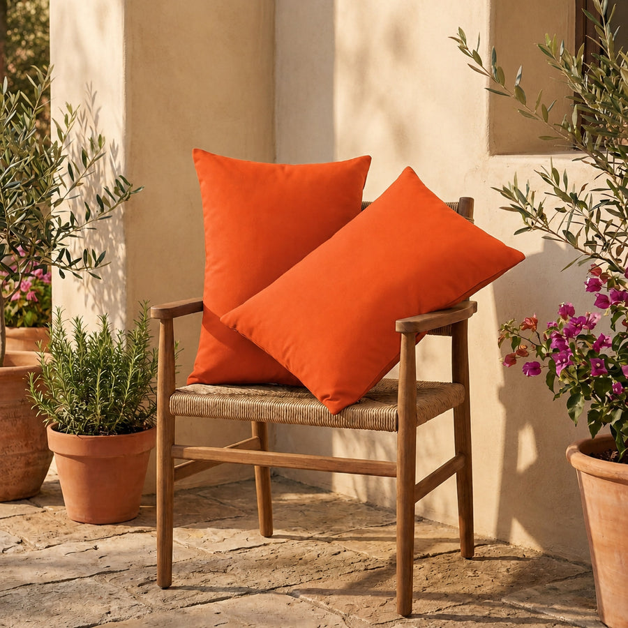 Lote de 2 Cojines Auxiliares 60x35 Naranja - Decoración de Jardín & Con Funda Extraíble