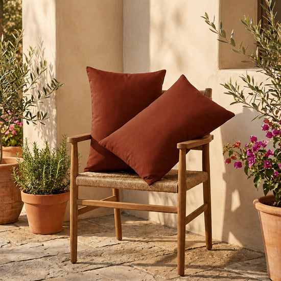 Lote de 2 Cojines Auxiliares 60x35 Terracota - Decoración de Jardín & Con Funda Extraíble