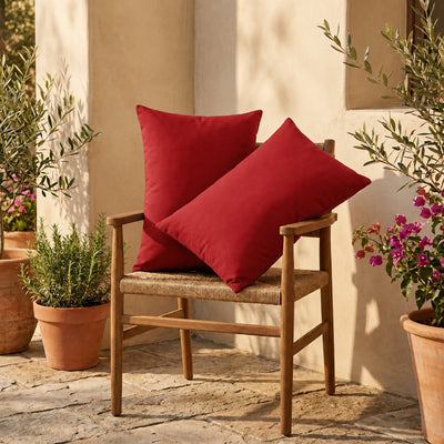 Lote de 2 Cojines Auxiliares 60x35 Rojo - Decoración de Jardín & Con Funda Extraíble