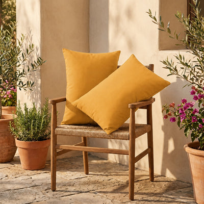 Lote de 2 Cojines Auxiliares 60x35 Amarillo - Decoración de Jardín & Con Funda Extraíble