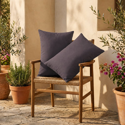 Lote de 2 Cojines Auxiliares 60x35 Gris Carbón - Decoración de Jardín & Con Funda Extraíble