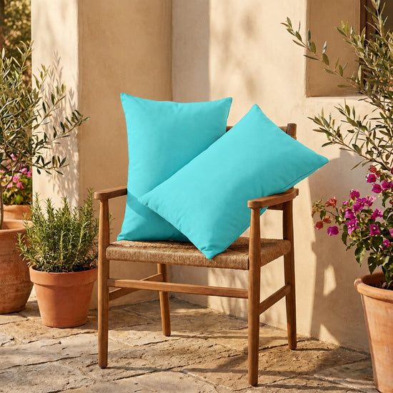 Lote de 2 Cojines Auxiliares 60x35 Azul Caribe - Decoración de Jardín & Con Funda Extraíble