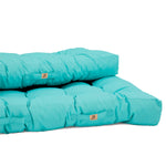 Détail tissu coussin bleu caraïbes