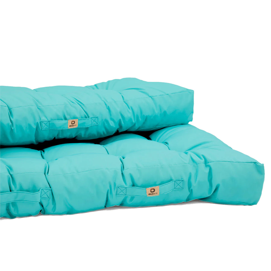 Conjunto de Cojines para Palé 120x80 Azul Caribe, tejido anti-UV e hidrófugo