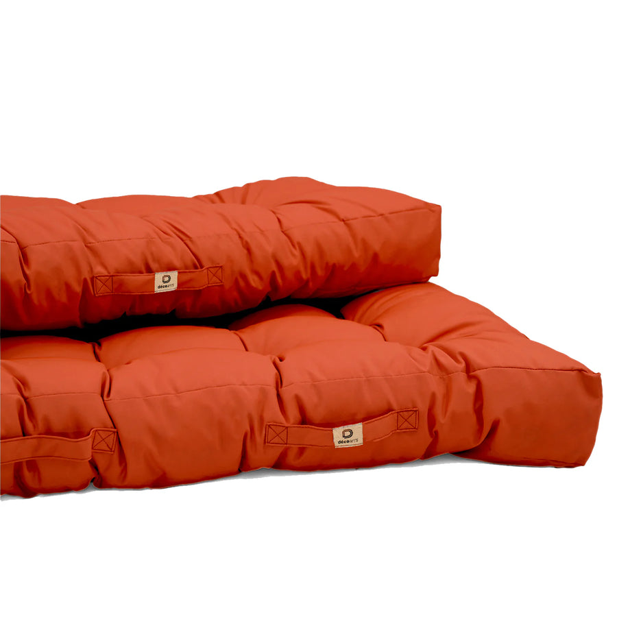 Conjunto de Cojines para Palé 120x80 Naranja, tejido anti-UV e hidrófugo