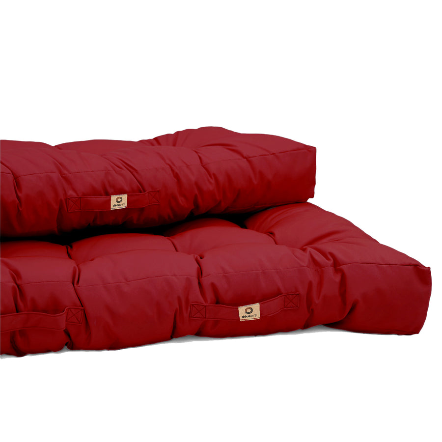 Conjunto de Cojines para Palé 120x80 Rojo Pimiento, tejido anti-UV e hidrófugo