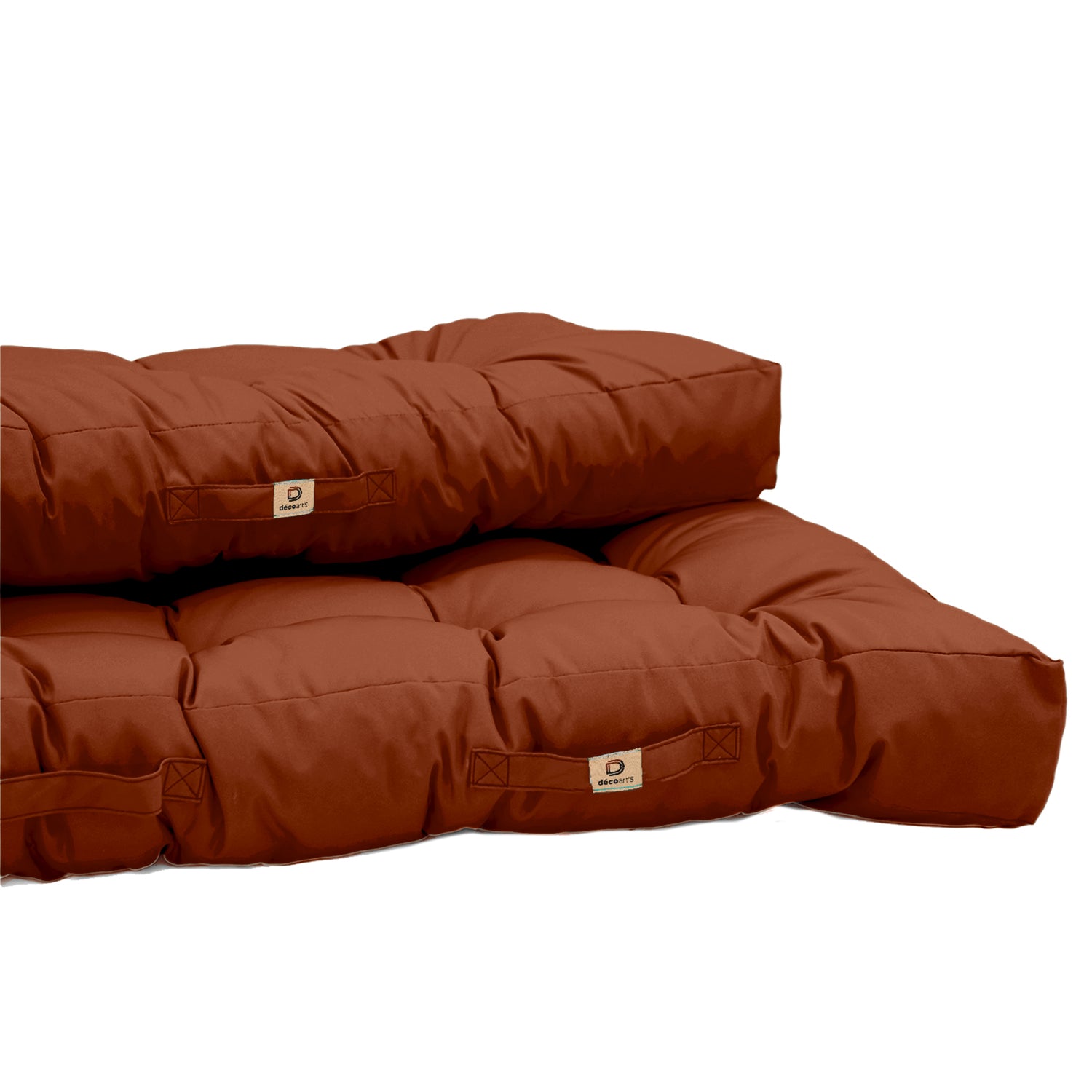 Lot coussins extérieur pour palette terracotta 120x80 Imperméables Anti-UV DECOARTS - Deco-arts.fr