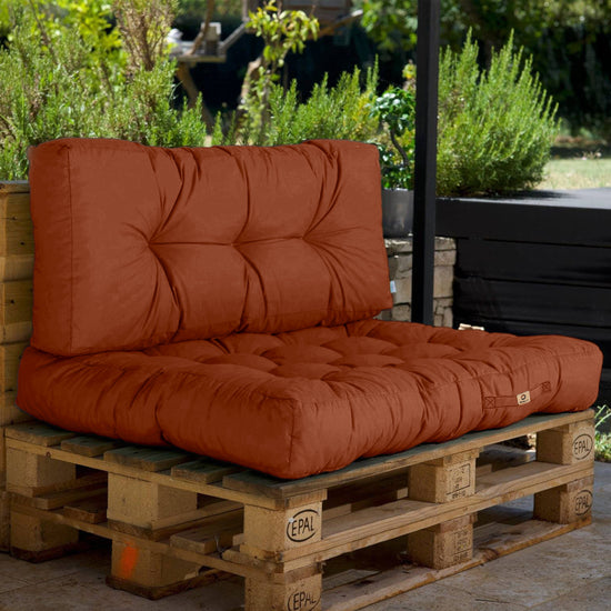 Lot coussins extérieur pour palette terracotta 120x80 Imperméables Anti-UV DECOARTS - Deco-arts.fr