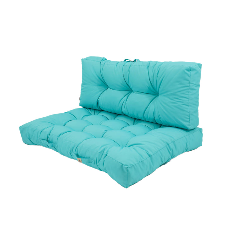 Lot coussins extérieur pour palette bleu caraïbes 120x80 Imperméables Anti-UV DECOARTS - Deco-arts.fr