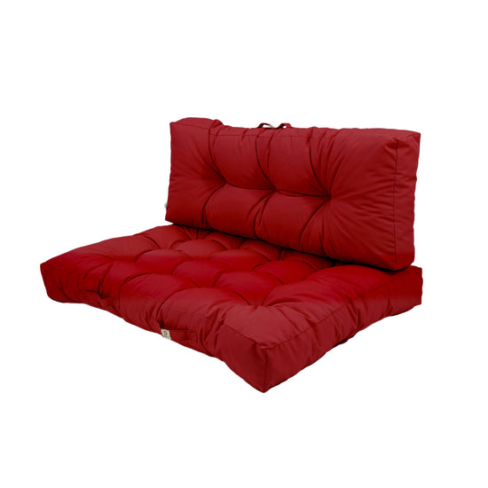 Lot coussins extérieur pour palette rouge piment 120x80 Imperméables Anti-UV DECOARTS - Deco-arts.fr