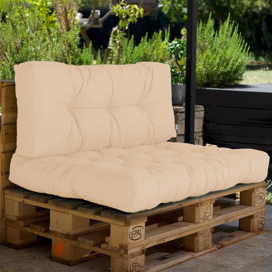 Lot coussins extérieur pour palette beige 120x80 Imperméables Anti-UV DECOARTS - Deco-arts.fr