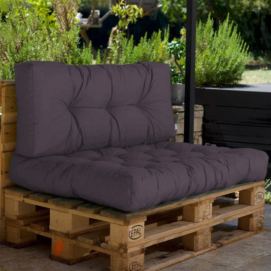 Lot coussins extérieur pour palette gris carbone 120x80 Imperméables Anti-UV DECOARTS - Deco-arts.fr
