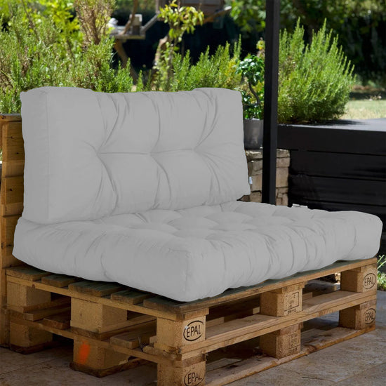 Lot coussins extérieur pour palette gris galet 120x80 Imperméables Anti-UV DECOARTS - Deco-arts.fr