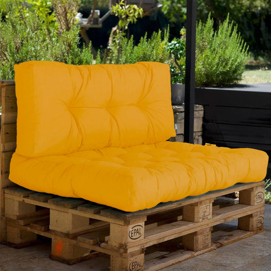 Lot coussins extérieur pour palette jaune miel 120x80 Imperméables Anti-UV DECOARTS - Deco-arts.fr