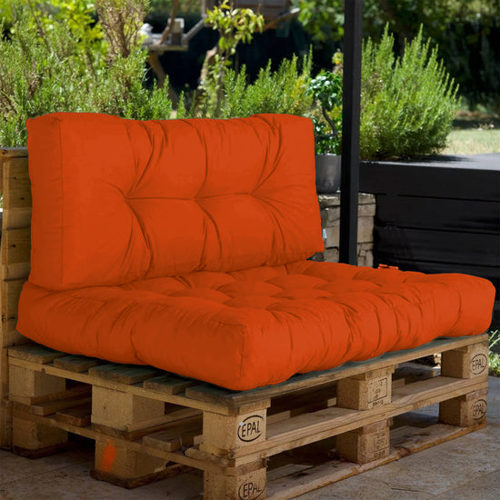 Lot coussins extérieur pour palette orange 120x80 Imperméables Anti-UV DECOARTS - Deco-arts.fr