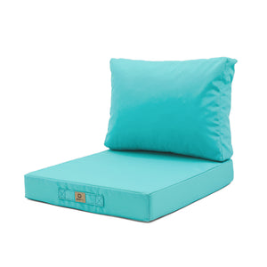 Ensemble Coussins Salon Jardin 50x60 Bleu Caraïbes - Largeur 60cm (Assise + Dossier)
