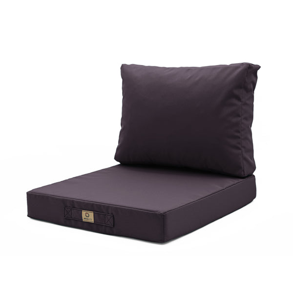 Ensemble de coussins gris carbone pour salon de jardin, déhoussables et anti-UV, pour fauteuils et canapés.