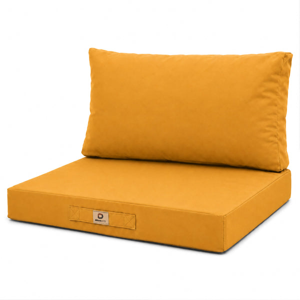 Conjunto de Cojines para Salón de Jardín 60x70 Amarillo - Con Funda Extraíble & Anti-UV (Asiento + Respaldo)