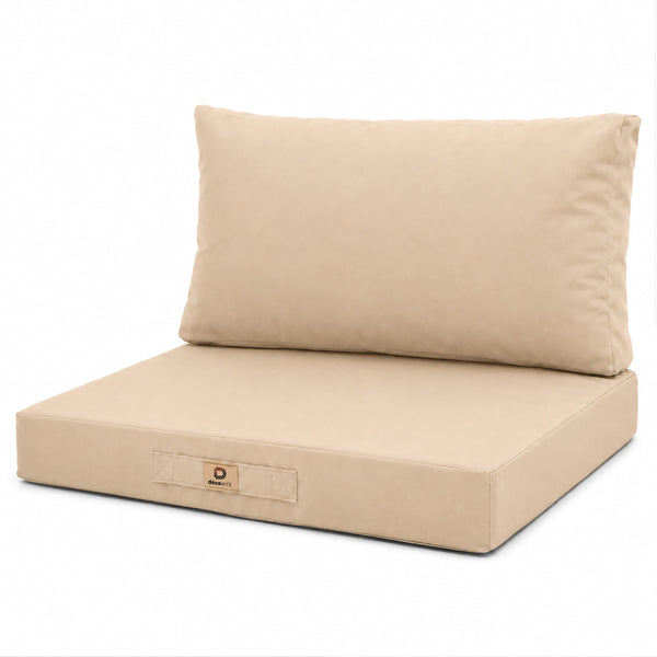 Conjunto de Cojines para Salón de Jardín 60x70 Beige - Con Funda Extraíble & Anti-UV (Asiento + Respaldo)