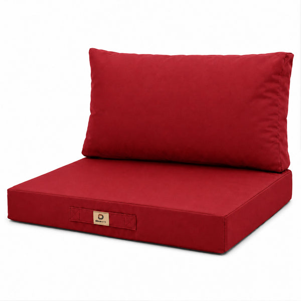 Conjunto de Cojines para Salón de Jardín 60x70 Rojo - Con Funda Extraíble & Anti-UV (Asiento + Respaldo)