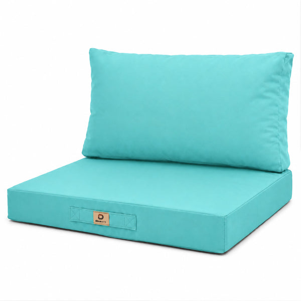Conjunto de Cojines para Salón de Jardín 60x70 Azul Caribe - Con Funda Extraíble & Anti-UV (Asiento + Respaldo)