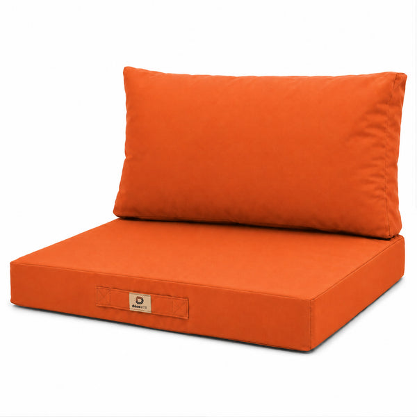 Conjunto de Cojines para Salón de Jardín 60x70 Naranja - Con Funda Extraíble & Anti-UV (Asiento + Respaldo)