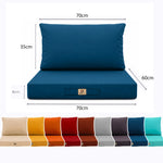 Conjunto de Cojines para Salón de Jardín 60x70 Azul Petróleo - Con Funda Extraíble & Anti-UV (Asiento + Respaldo)