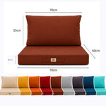 Conjunto de Cojines para Salón de Jardín 60x70 Terracota - Con Funda Extraíble & Anti-UV (Asiento + Respaldo)