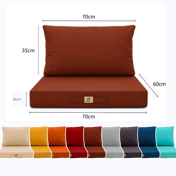 Conjunto de Cojines para Salón de Jardín 60x70 Terracota - Con Funda Extraíble & Anti-UV (Asiento + Respaldo)