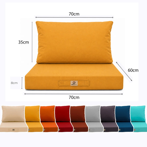 Conjunto de Cojines para Salón de Jardín 60x70 Amarillo - Con Funda Extraíble & Anti-UV (Asiento + Respaldo)