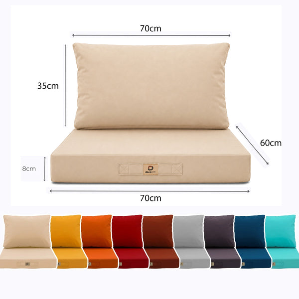 Conjunto de Cojines para Salón de Jardín 60x70 Beige - Con Funda Extraíble & Anti-UV (Asiento + Respaldo)