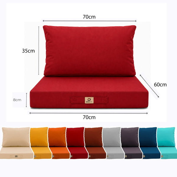Conjunto de Cojines para Salón de Jardín 60x70 Rojo - Con Funda Extraíble & Anti-UV (Asiento + Respaldo)