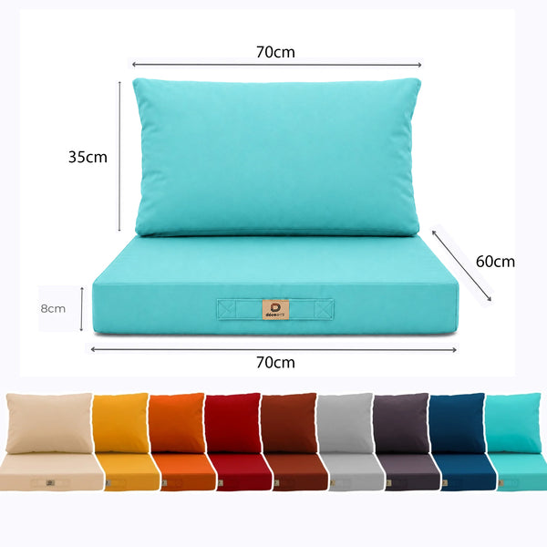 Conjunto de Cojines para Salón de Jardín 60x70 Azul Caribe - Con Funda Extraíble & Anti-UV (Asiento + Respaldo)
