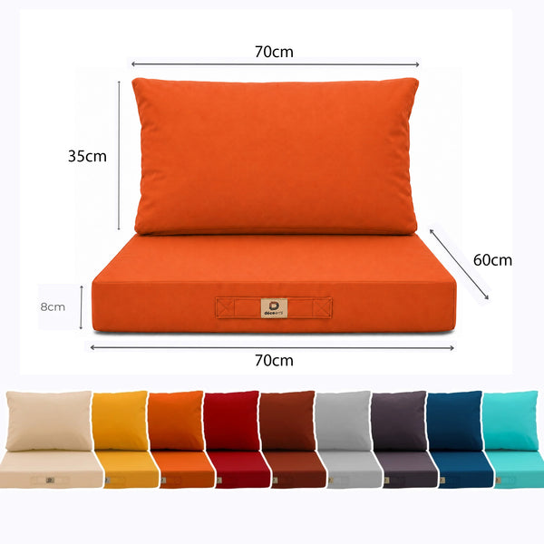 Conjunto de Cojines para Salón de Jardín 60x70 Naranja - Con Funda Extraíble & Anti-UV (Asiento + Respaldo)