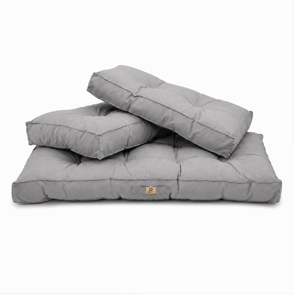 Conjunto de Cojines Acolchados para Banqueta 120x60 Gris Guijarro - Grueso 15cm (1 Asiento + 2 Respaldos)