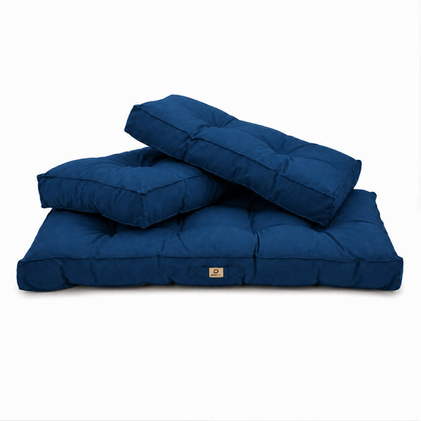 Conjunto de Cojines Acolchados para Banqueta 120x60 Azul Petróleo - Grueso 15cm (1 Asiento + 2 Respaldos)