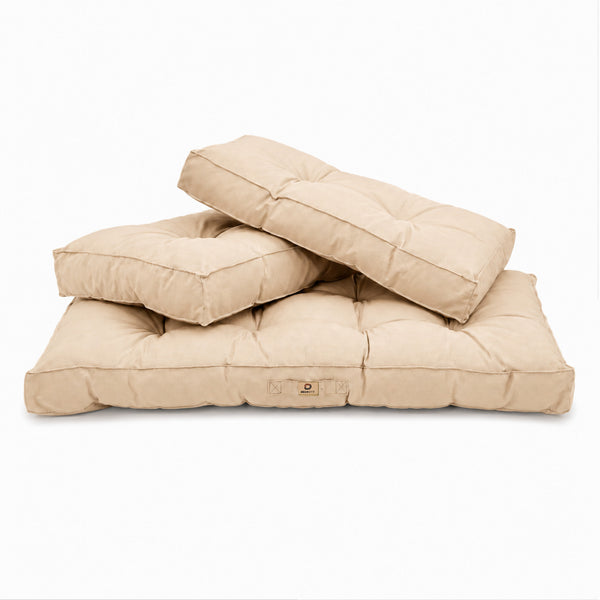 Conjunto de Cojines Acolchados para Banqueta 120x60 Beige - Grueso 15cm (1 Asiento + 2 Respaldos)