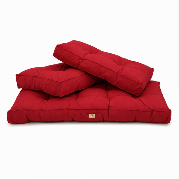 Conjunto de Cojines Acolchados para Banqueta 120x60 Rojo - Grueso 15cm (1 Asiento + 2 Respaldos)