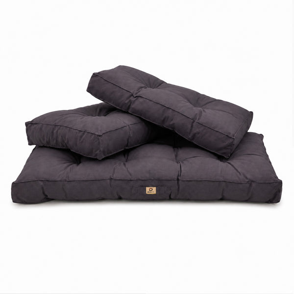 Conjunto de Cojines Acolchados para Banqueta 120x60 Gris Carbón - Grueso 15cm (1 Asiento + 2 Respaldos)