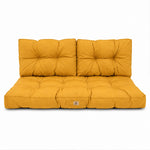 Conjunto de Cojines Acolchados para Banqueta 120x60 Amarillo - Grueso 15cm (1 Asiento + 2 Respaldos)