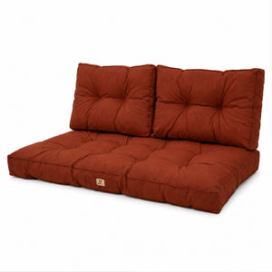 Ensemble Coussins Capitonné Banquette 120x60 Terracotta - Épais 15cm (1 Assise + 2 Dossiers)