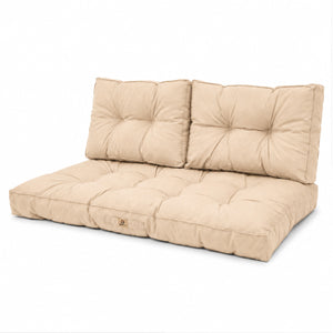 Ensemble Coussins Capitonné Banquette 120x60 Beige - Épais 15cm (1 Assise + 2 Dossiers)